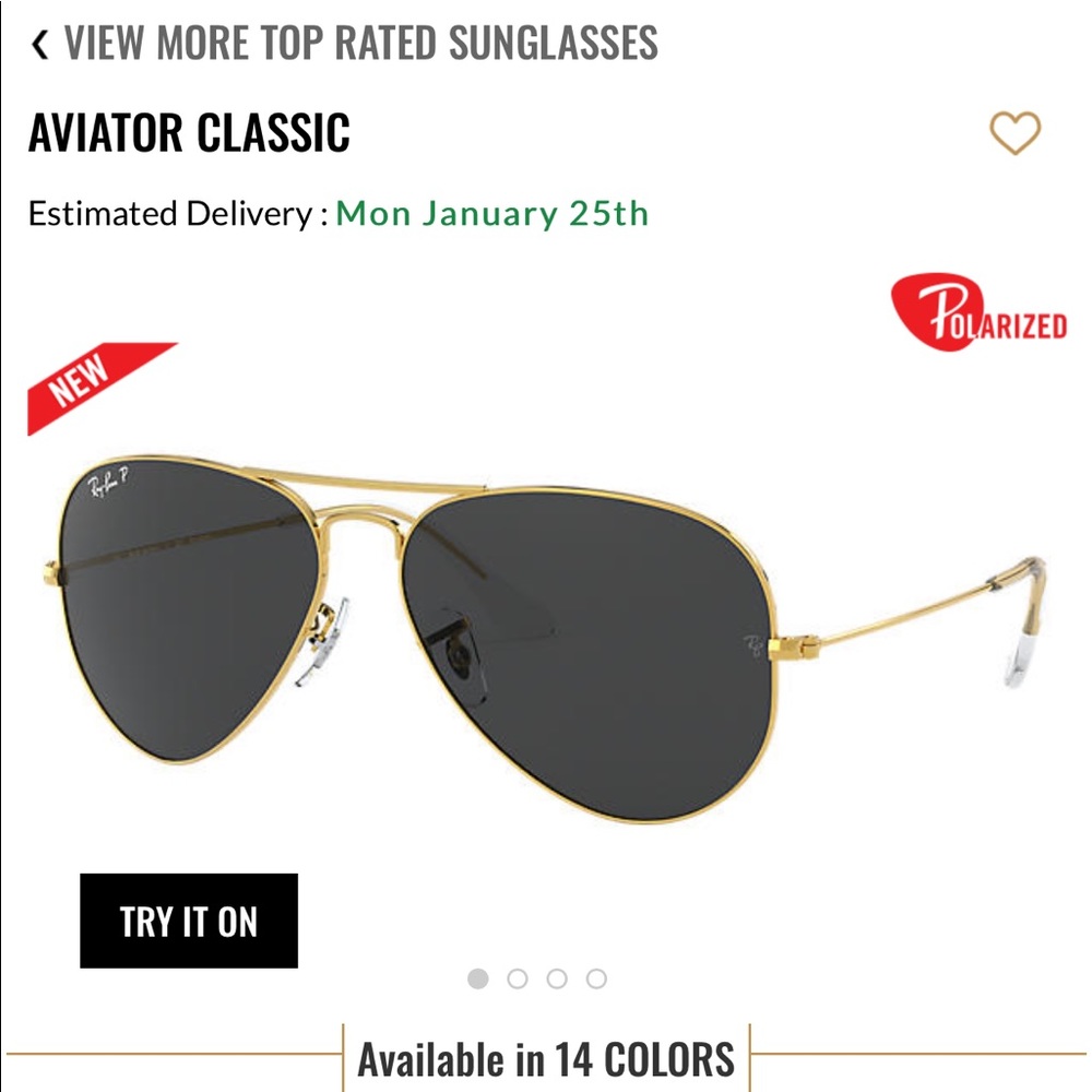 Rayban classic black and gold aviator with case
